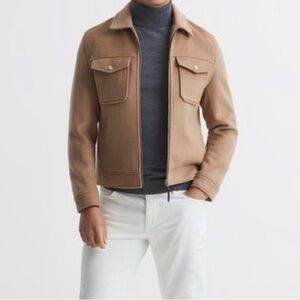 Reiss NEW Peridoe Wool Trucker Jacket Camel